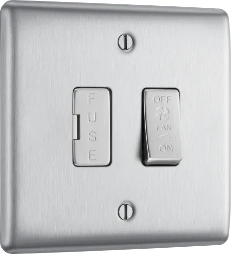 BG Nexus Metal Fan Isolator Switch 10A - Brushed Steel - NBS15F