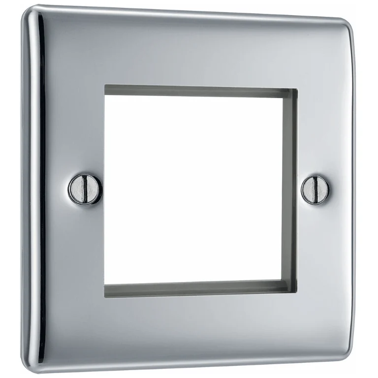 BG Nexus Metal Twin Euro Module Blanking Plate - Polished Chrome - NPCEMS2