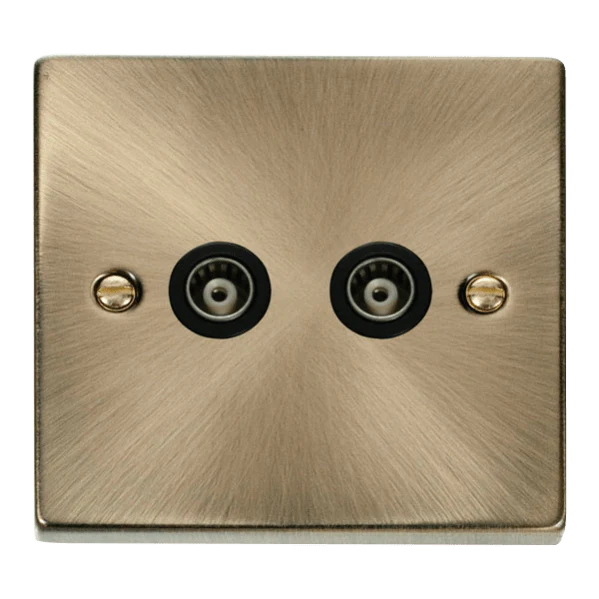 Click Scolmore Deco 2 Gang Isolated Co-Axial Socket - VPAB159BK