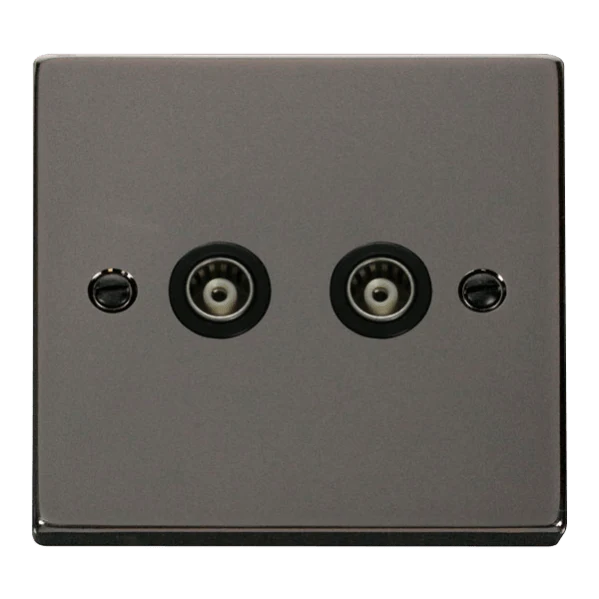 Click Scolmore Deco 2 Gang Isolated Co-Axial Socket - VPBN159BK