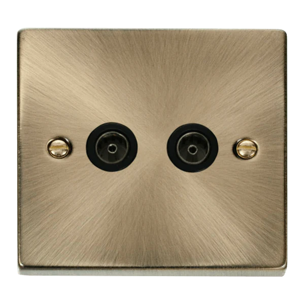 Click Scolmore Deco 2 Gang Non-Isolated Co-Axial Socket - VPAB066BK