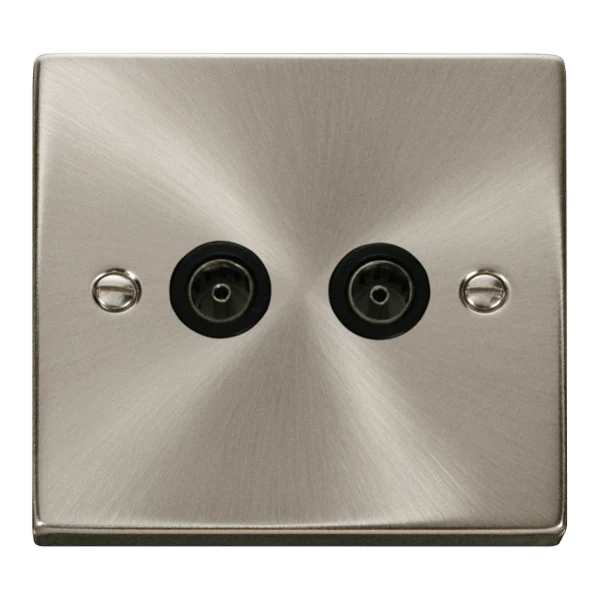 Click Scolmore Deco 2 Gang Non-Isolated Co-Axial Socket - VPSC066BK
