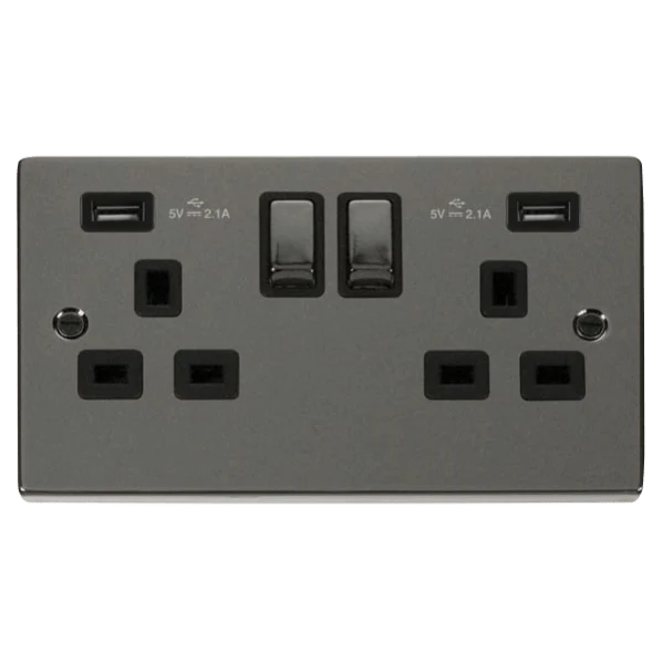 Click Scolmore Deco 4.2A USB 2 Gang Plug Socket - VPBN580BK