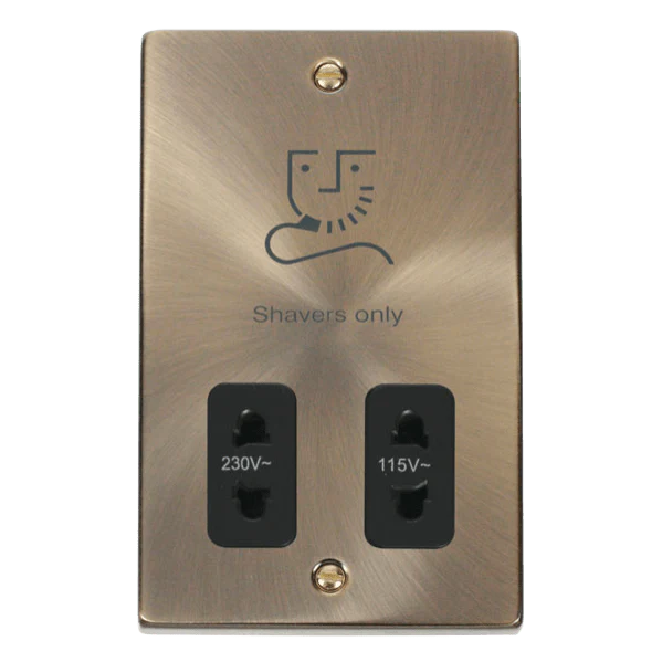 Click Scolmore Deco Dual Voltage 115-230V Shaver Socket - VPAB100BK