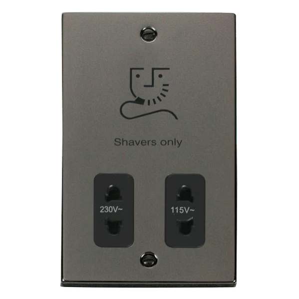 Click Scolmore Deco Dual Voltage 115-230V Shaver Socket - VPBN100BK