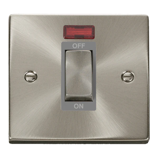 Click Scolmore Deco Ingot 1 Gang 45A 2 Pole Neon Switch - VPSC501GY