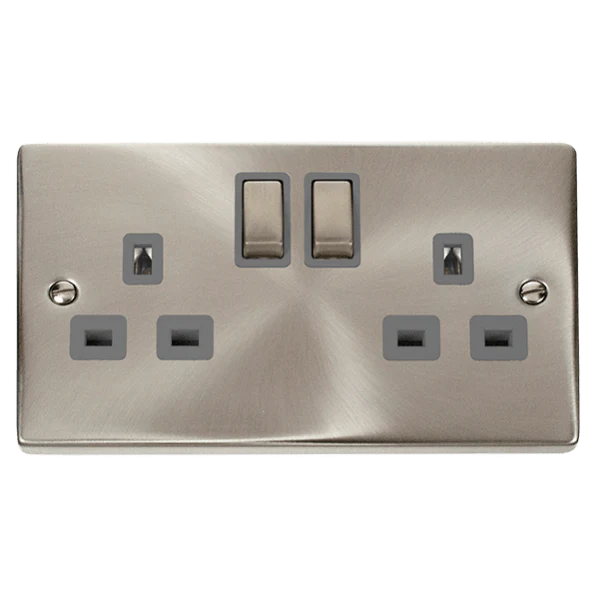 Click Scolmore Deco Ingot 2 Gang 13A 2 Pole Switched Socket - VPSC536GY
