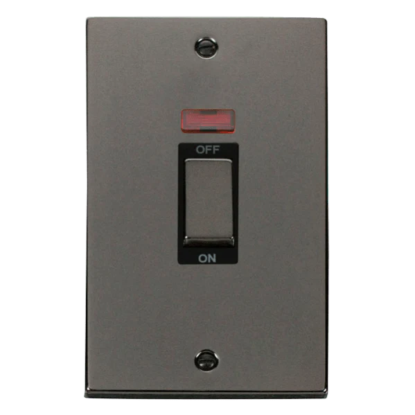 Click Scolmore Deco Ingot 2 Gang 45A 2 Pole Neon Switch - VPBN503BK