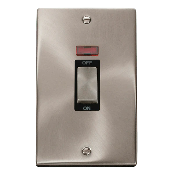 Click Scolmore Deco Ingot 2 Gang 45A 2 Pole Neon Switch - VPSC503BK