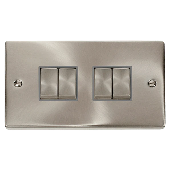 Click Scolmore Deco Ingot 4 Gang 10AX 2 Way Plate Switch - VPSC414GY