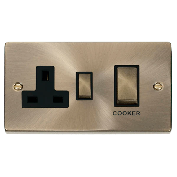 Click Scolmore Deco Ingot 45A Cooker Switch Unit with 13A 2 Pole Switched Socket - VPAB504BK