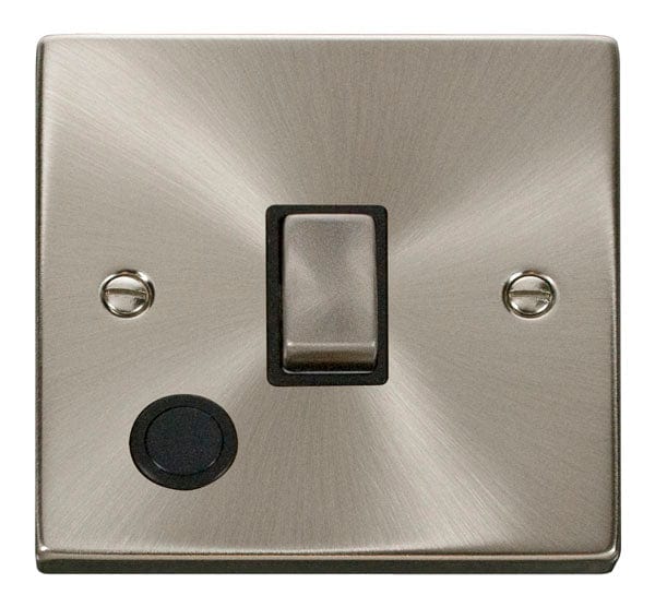 Click Scolmore Deco Satin Chrome 1 Gang Double Pole Switch 20A With Black Ingot - VPSC522BK