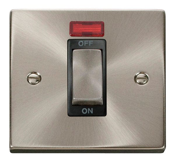 Click Scolmore Deco Satin Chrome 1 Gang Double Pole Switch 45A With Black Ingot - VPSC501BK