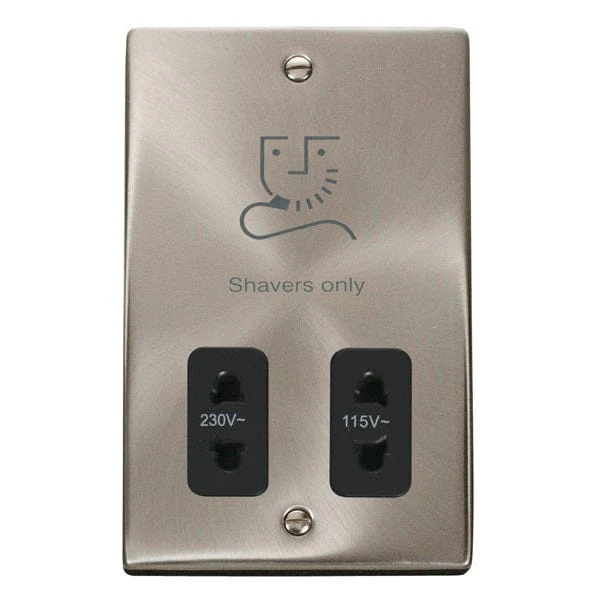 Click Scolmore Deco Satin Chrome 1 Gang Shaver Socket With Black - VPSC100BK