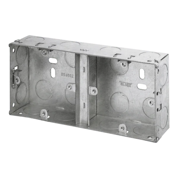Click Scolmore Essentials 1+1 Dual Deco 35MM K/O Galvanised Metal Back Box - WA370