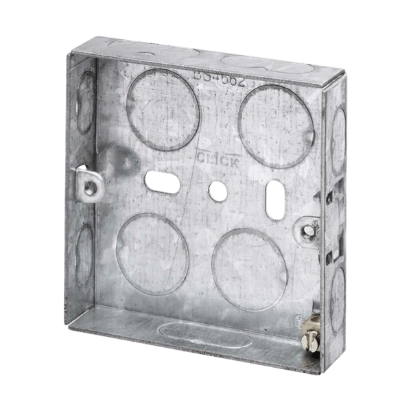 Click Scolmore Essentials 1 Gang 16MM K/O Galvanised Metal Back Box - WA092