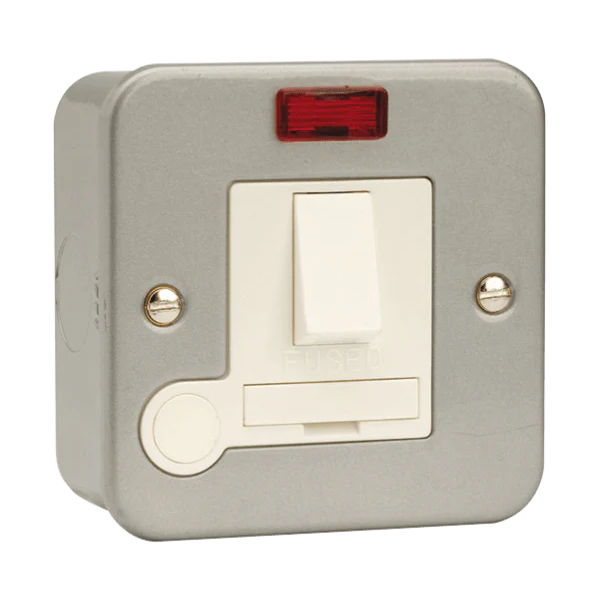 Click Scolmore Essentials Metal Clad 13A Fused Spur Switched Connection Unit With Neon - CL052