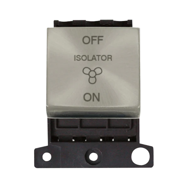 Click Scolmore MiniGrid 10A 3 Pole Fan Switch Module Satin Chrome - MD020SC