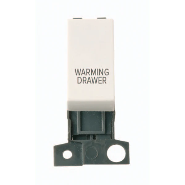 Click Scolmore MiniGrid 13A Double-Pole Warming Drawer Switch Polar White - MD018PW-WDR