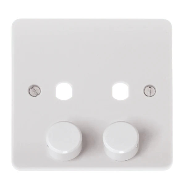 Click Scolmore MiniGrid Mode 2 Gang Single Dimmer Plate & Knobs White - CMA146PL