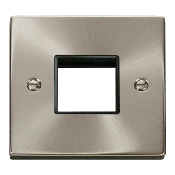 Click Scolmore MiniGrid Twin Switch Plate 1 Gang Aperture Satin Chrome - VPSC402BK