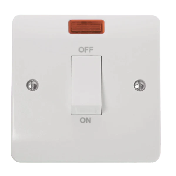 Click Scolmore Mode 45A Cooker Rocker Switch With Neon Polar White - CMA501
