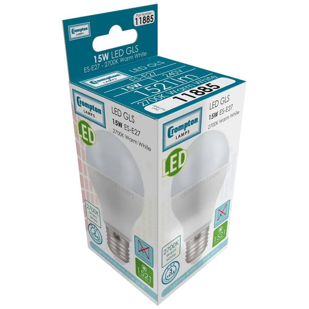 Crompton LED GLS Thermal Plastic 15W 2700K ES-E27 - CROM11885 - Image 2