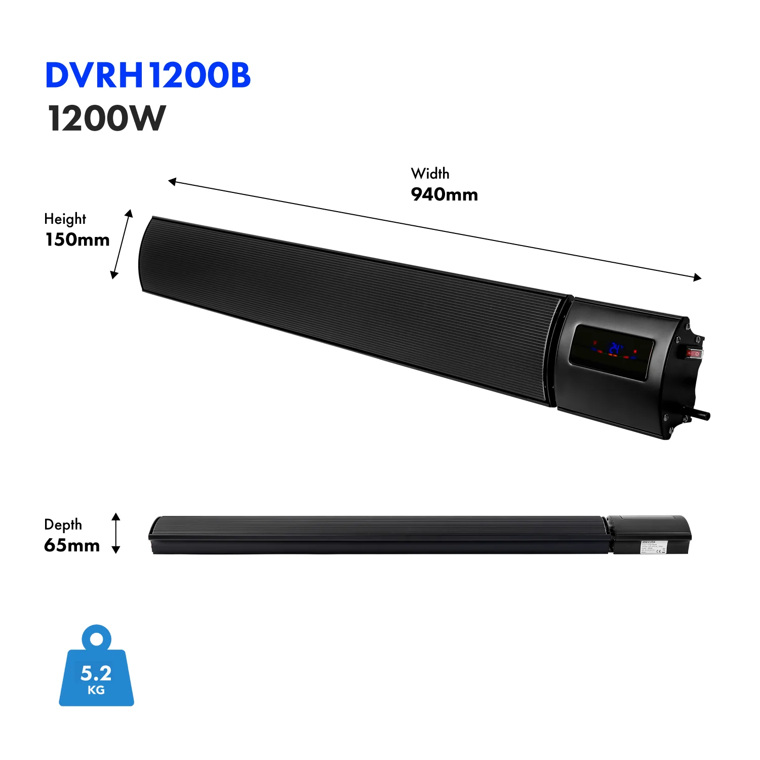 Devola 1.2kW Indoor And Outdoor Wi-Fi Radiant Heater - DVRH1200B - Return Unit - Image 3