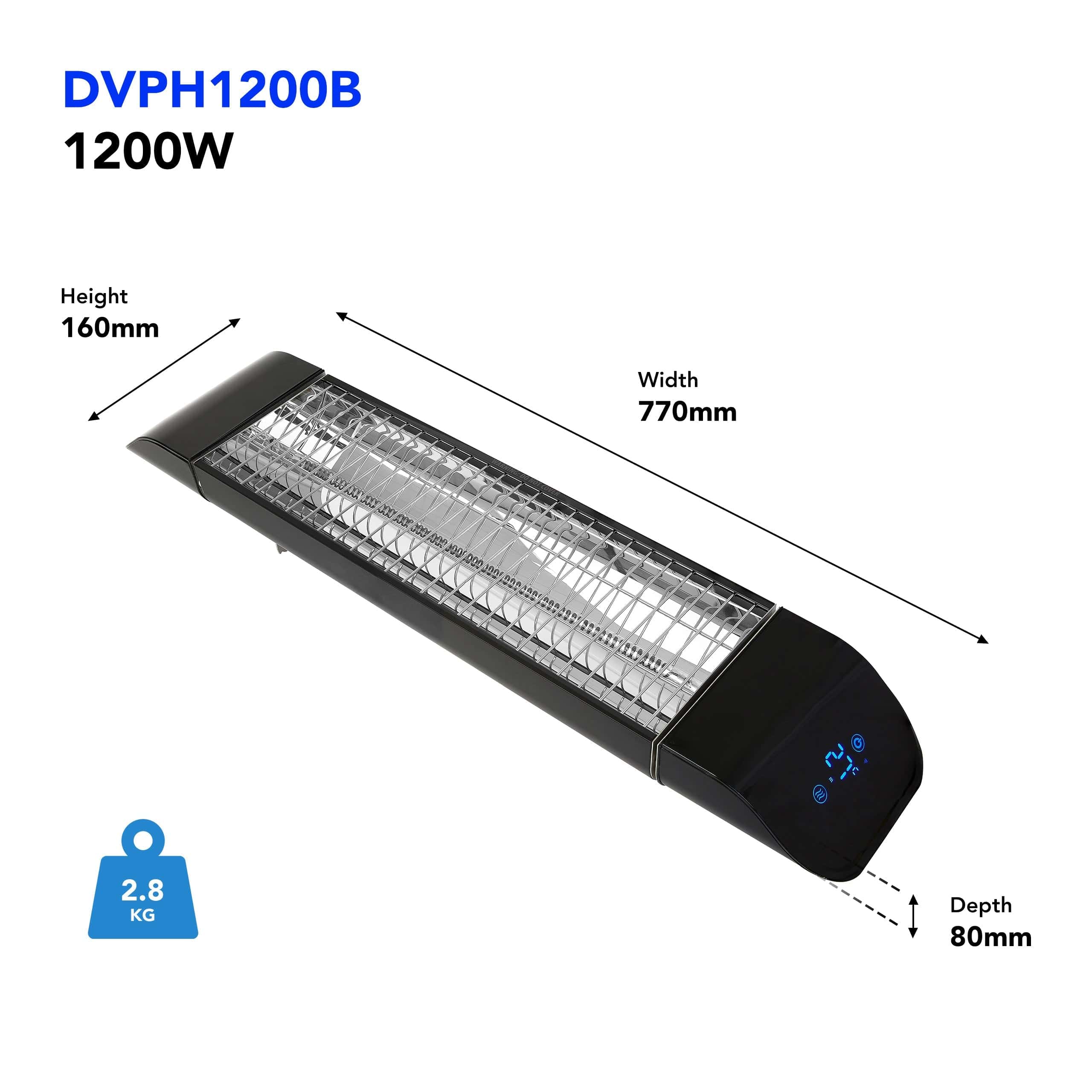 Devola 1.2kW Wi-Fi Patio Radiant Heater - DVPH1200B - Return Unit - Image 5