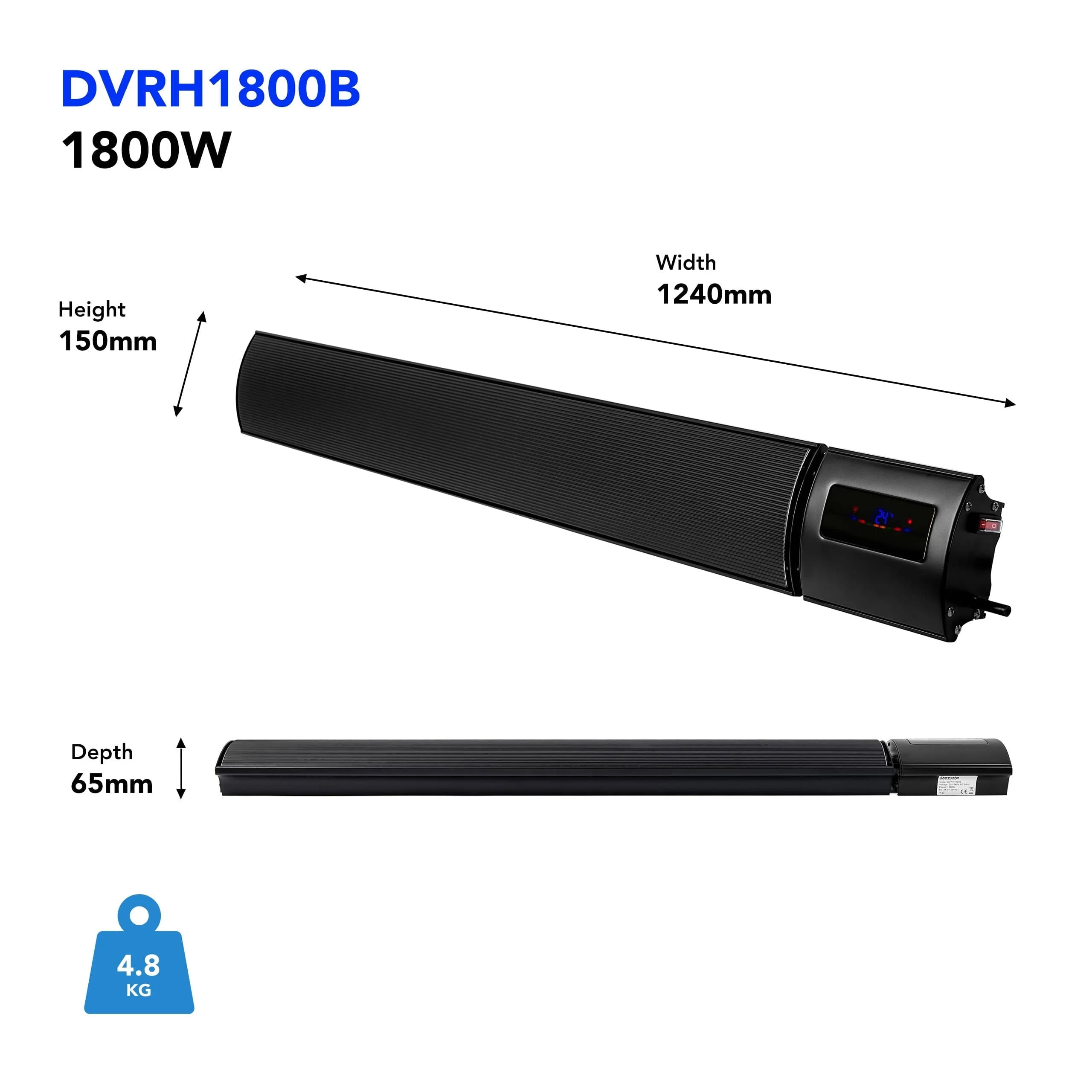 Devola 1.8kW Indoor And Outdoor Wi-Fi Radiant Heater - DVRH1800B - Return Unit - Image 4