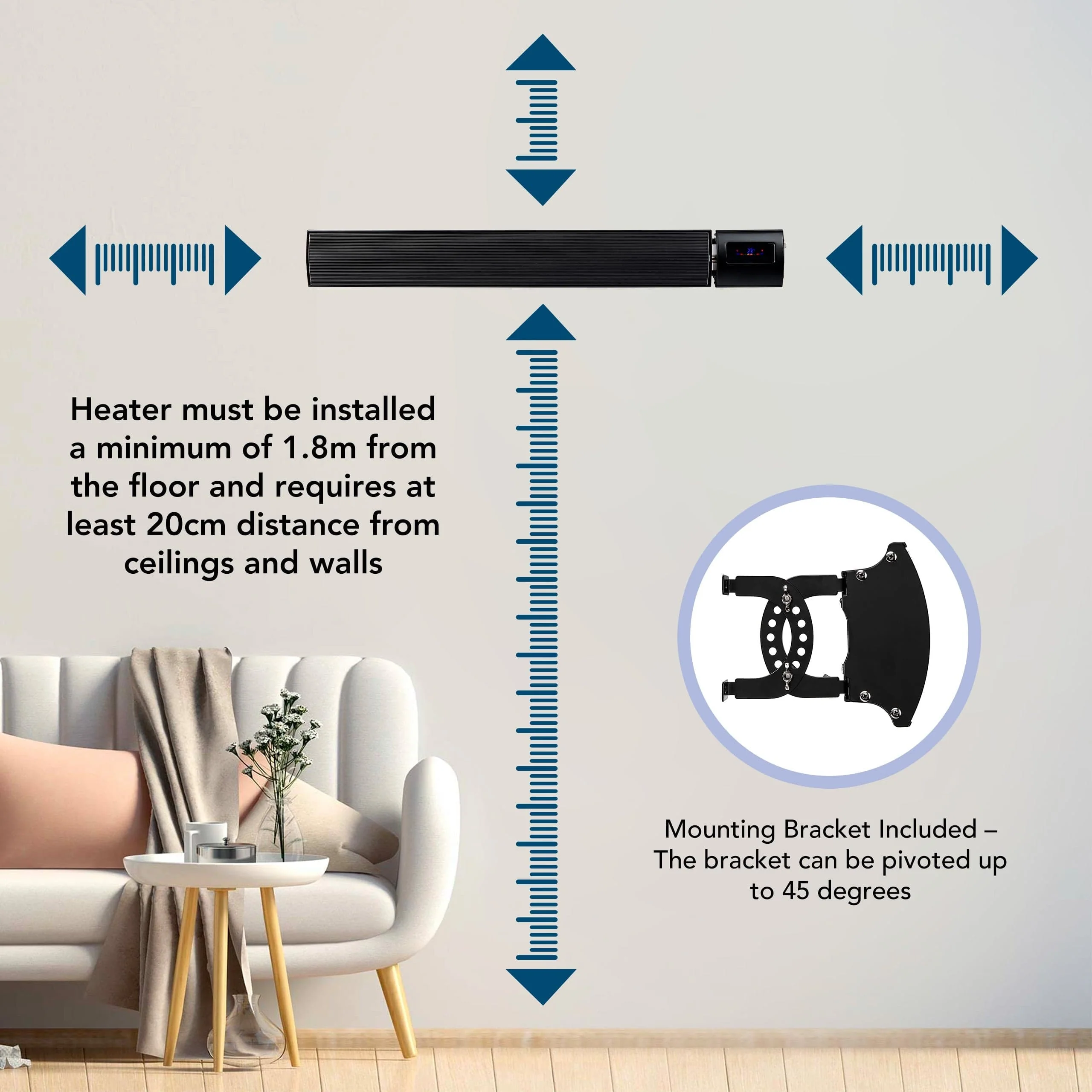 Devola 1.8kW Indoor And Outdoor Wi-Fi Radiant Heater - DVRH1800B - Return Unit - Image 6