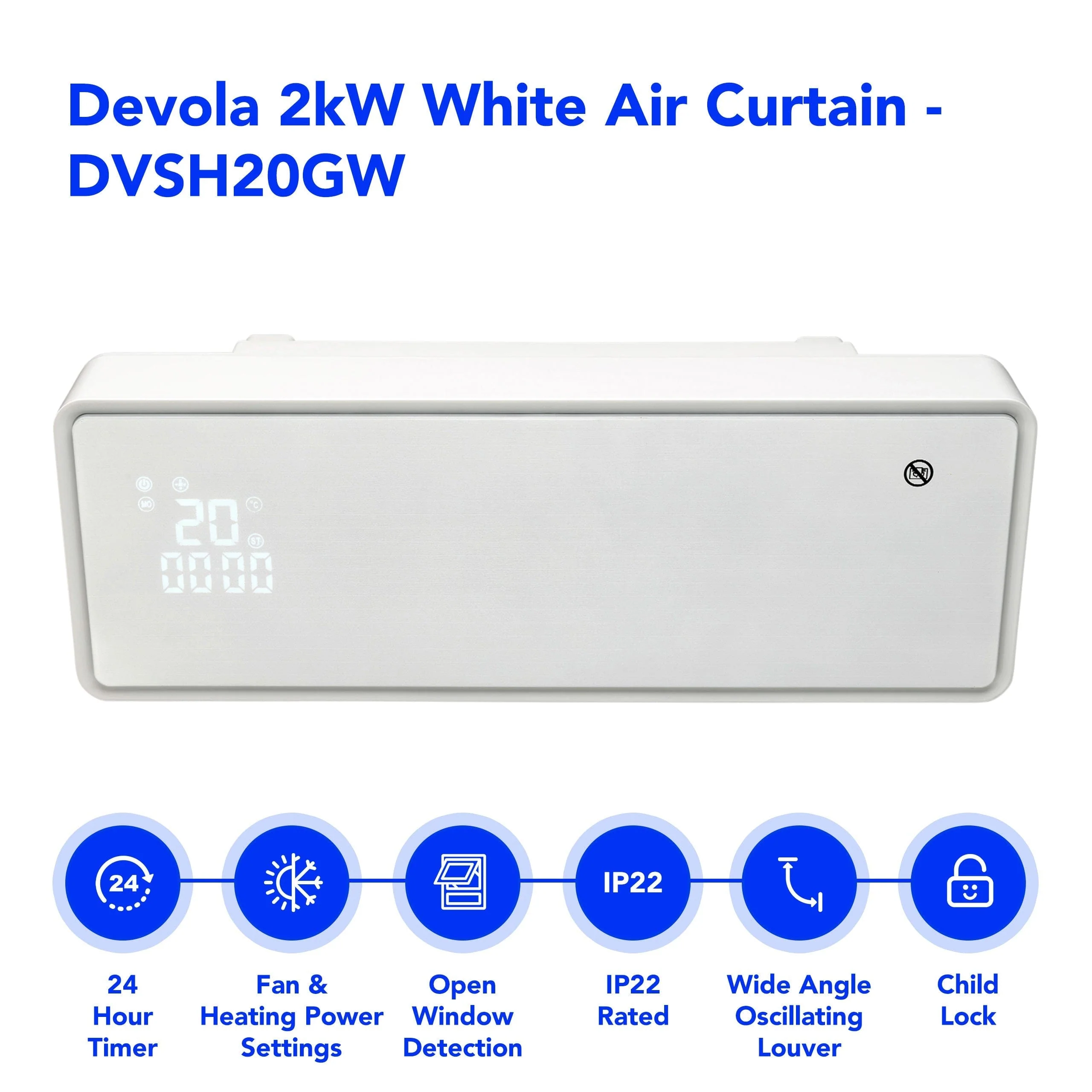 Devola 2kW Air Curtain White - DVSH20GW - Return Unit - Image 3
