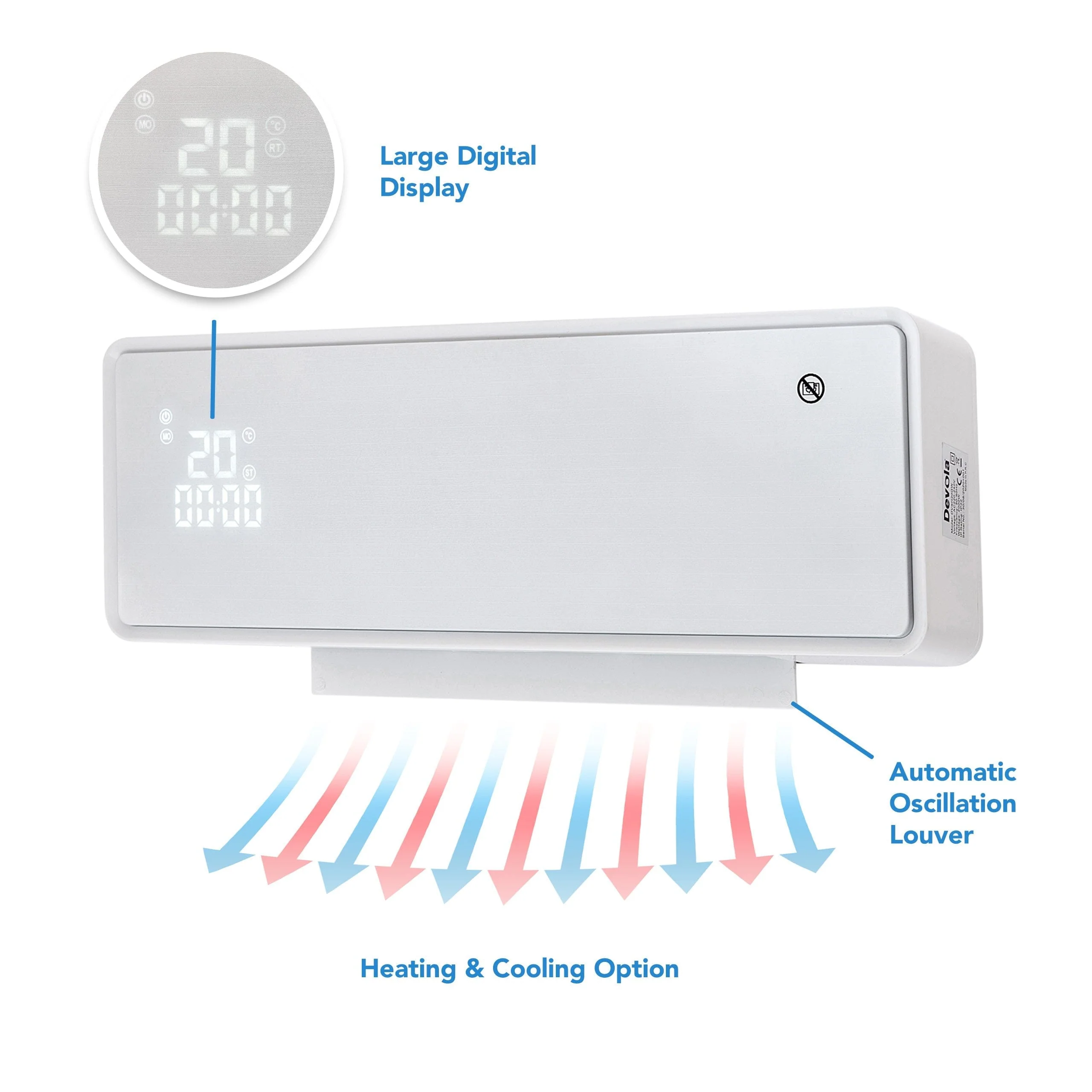 Devola 2kW Air Curtain White - DVSH20GW - Return Unit - Image 6