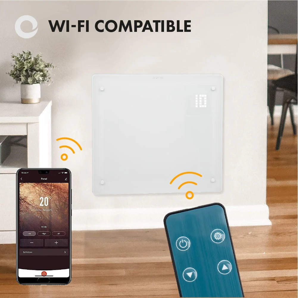 Devola Designer 1kW Smart Glass Panel Heater with Timer White - DVPW1000WH - Return Unit - Image 5