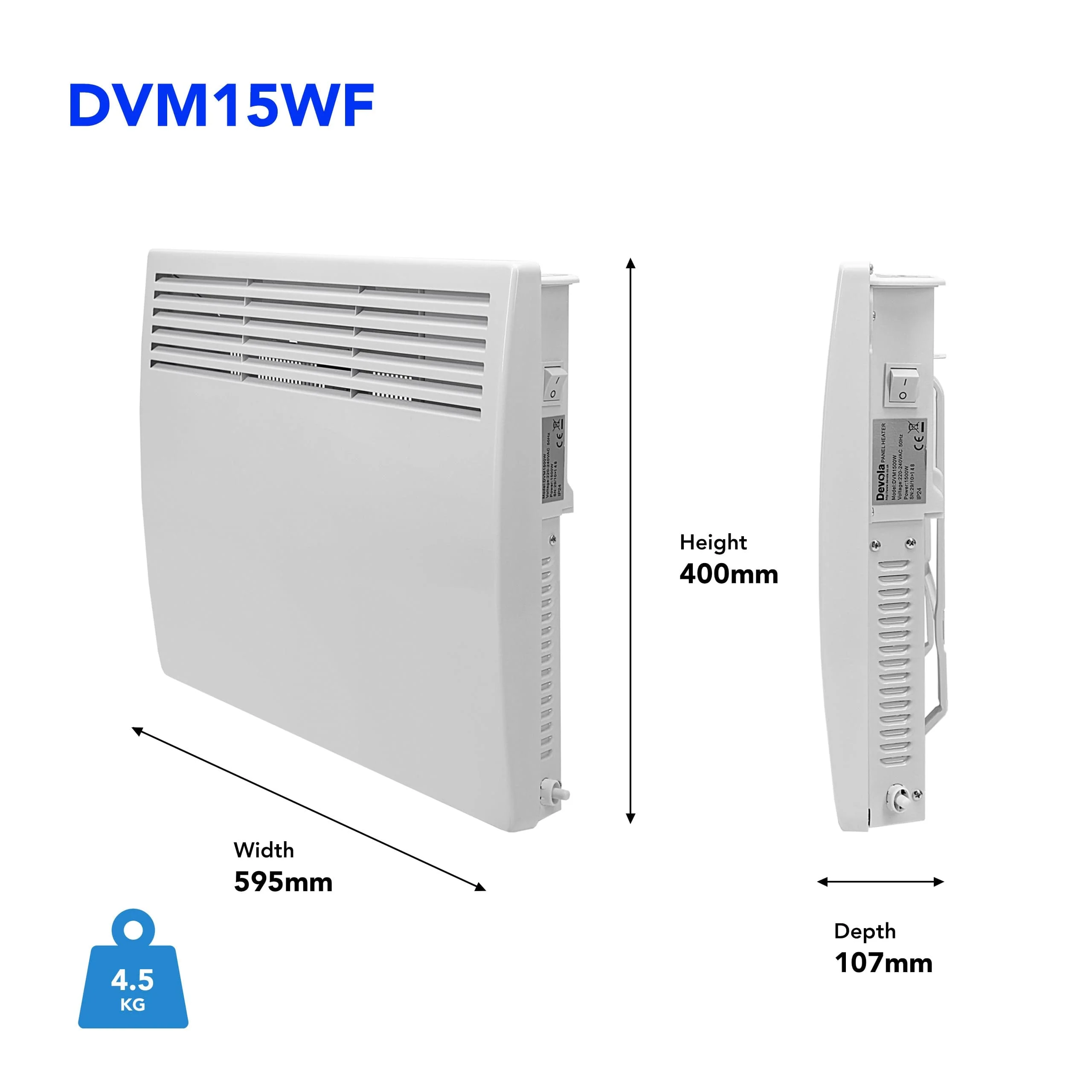 Devola Eco 1.5kw Wi-Fi Panel Heater With 24hr/7 Day Timer - DVM15WF - Return Unit - Image 4