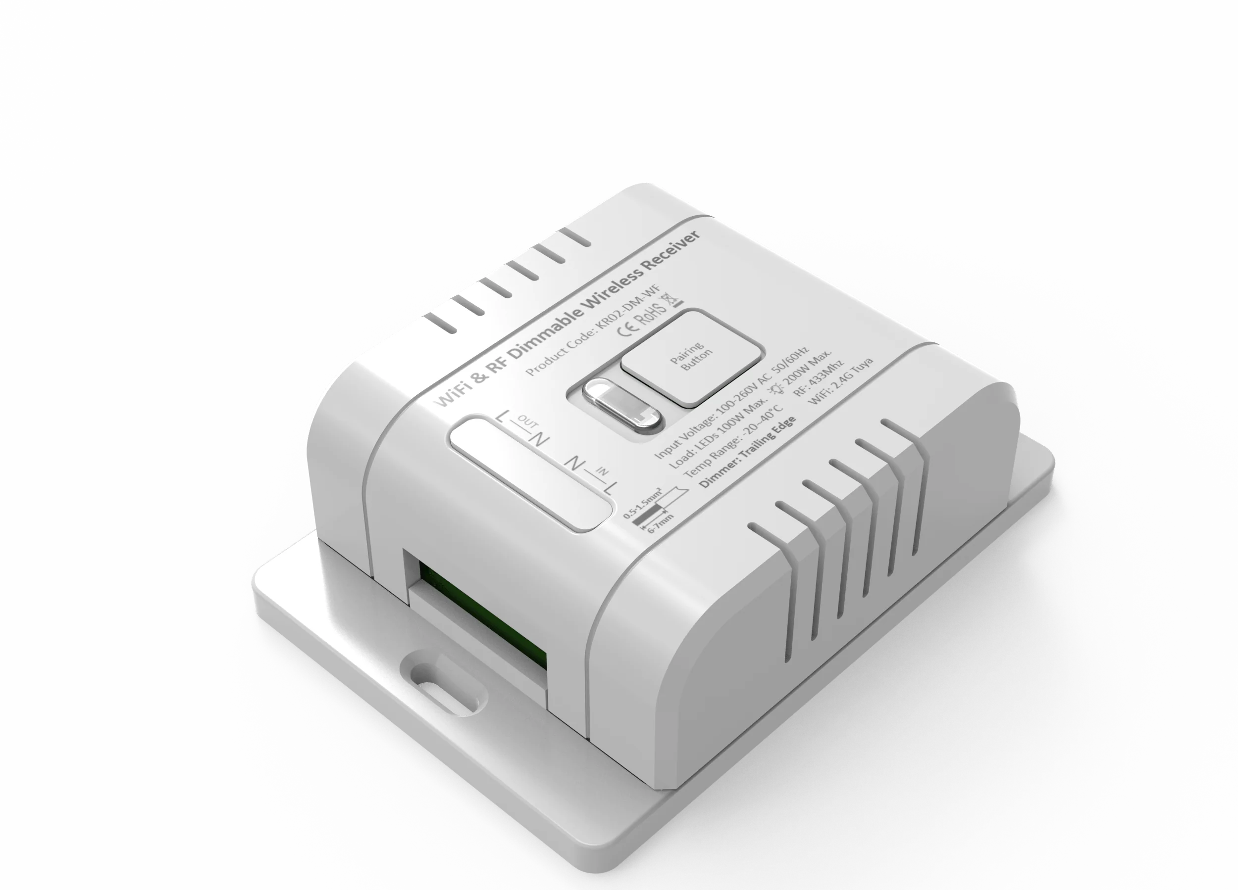 Forum 1 Channel Kinetic Dimmable Tuya RF & Wifi Switch IP20 - White - CUL-40040 - Image 2