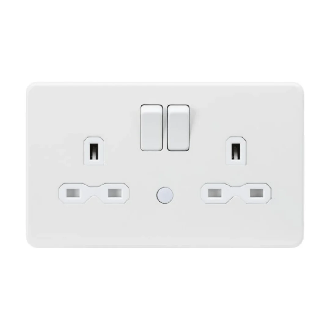Knightsbridge 13A 2G DP switched socket with night light function - Matt white - SFR9NLMW
