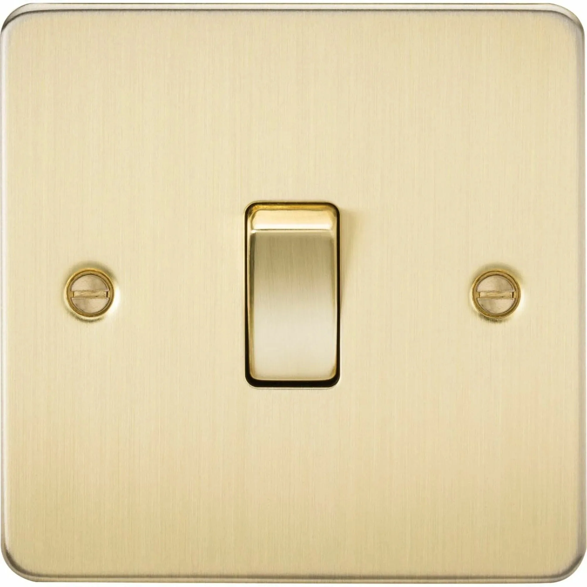 Knightsbridge Flat Plate 10AX 1G 2 Way Switch - Brushed Brass - FP2000BB