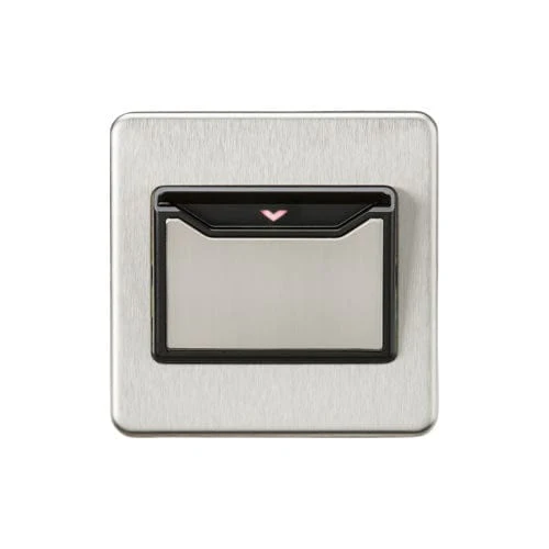 Knightsbridge Screwless 32A 1G Key Card Switch - Brushed Chrome - SFCARDBC