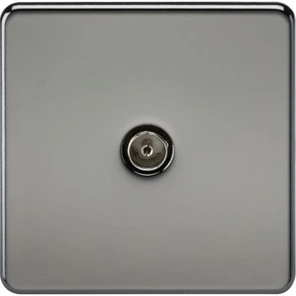 Knightsbridge Screwless 1G TV Outlet (Non-Isolated) - Black Nickel - SF0100BN