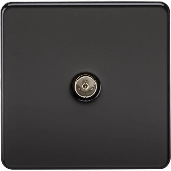 Knightsbridge Screwless 1G TV Outlet (Non-Isolated) - Matt Black - SF0100MB