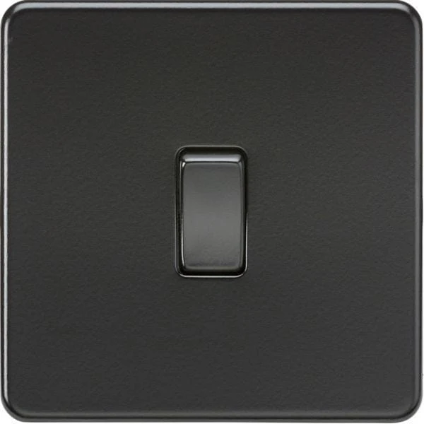 Knightsbridge Screwless 10AX 1G 2-Way Switch - Matt Black with black rocker - SF2000MBB