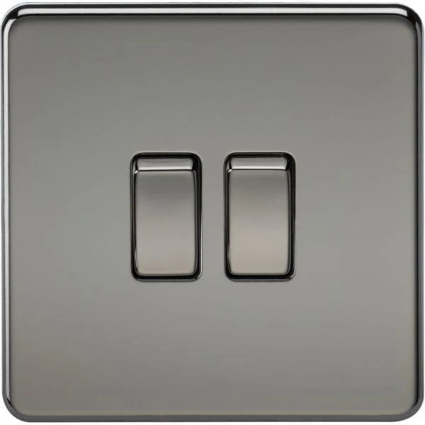 Knightsbridge Screwless 10AX 2G 2-Way Switch - Black Nickel - SF3000BN