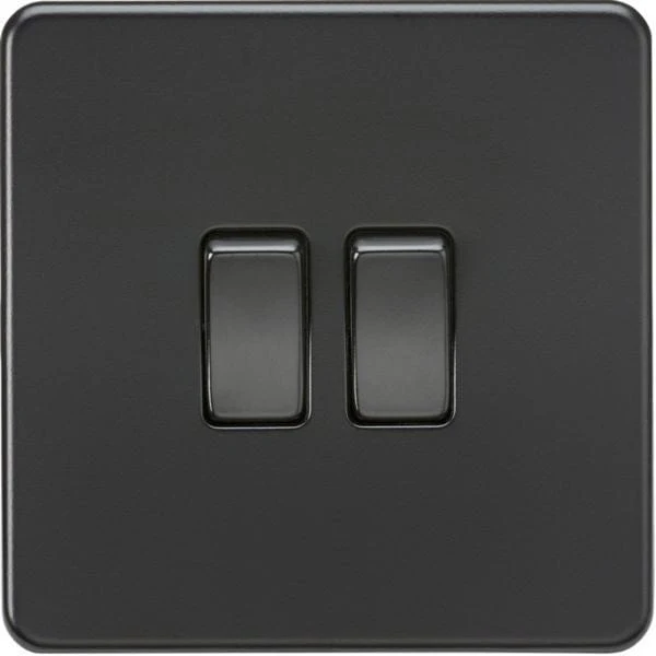 Knightsbridge Screwless 10AX 2G 2-Way Switch - Matt Black with black rockers - SF3000MBB