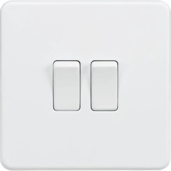 MLA Knightsbridge 10AX 2 Gang 2-Way Switch Matt White - SF3000MW