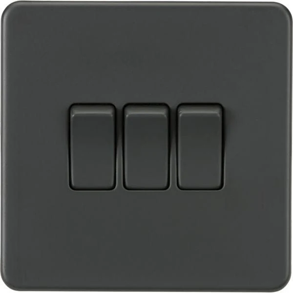 Knightsbridge Screwless 10AX 3G 2-Way Switch - Anthracite - SF4000AT