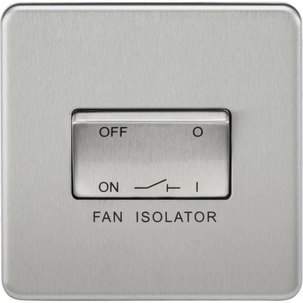Knightsbridge Screwless 10AX 3 Pole Fan Isolator Switch - Brushed Chrome - SF1100BC