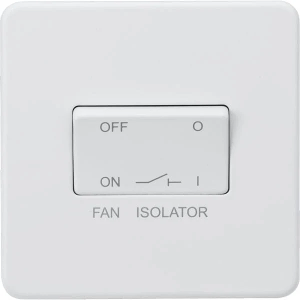 Knightsbridge Screwless 10AX 3 pole fan isolator switch - Matt white - SF1100MW