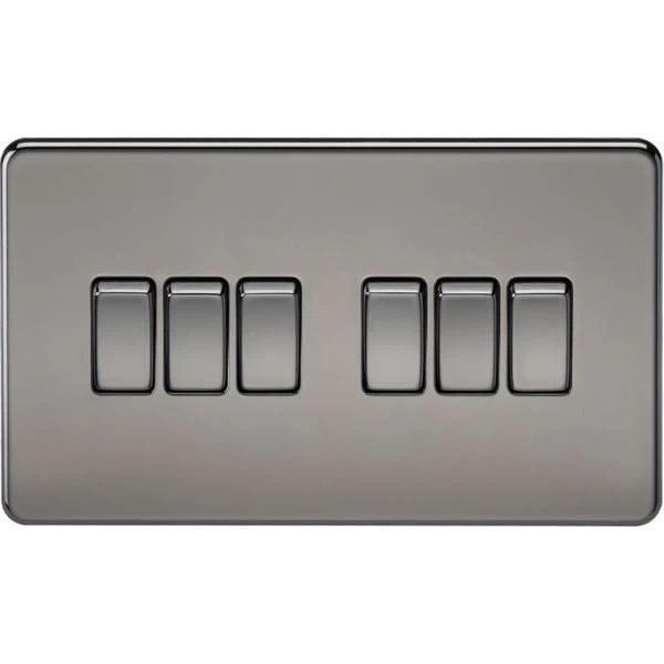 Knightsbridge Screwless 10AX 6G 2-way Switch - Black Nickel - SF4200BN