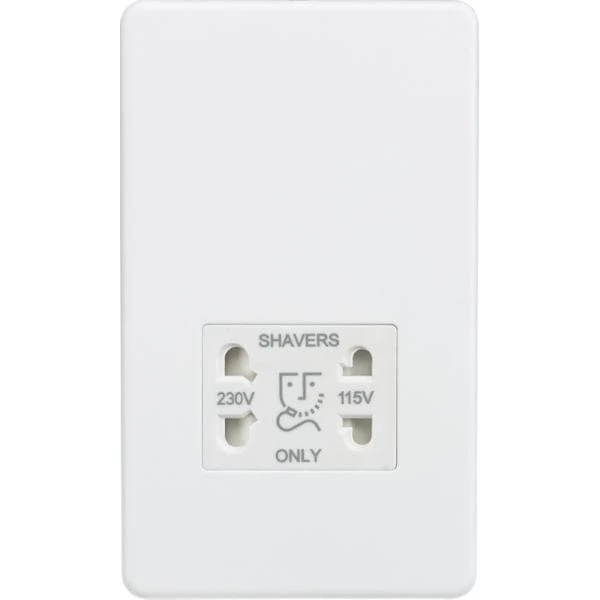 Knightsbridge Screwless 115/230V Dual Voltage Shaver Socket - Matt White - SF8900MW